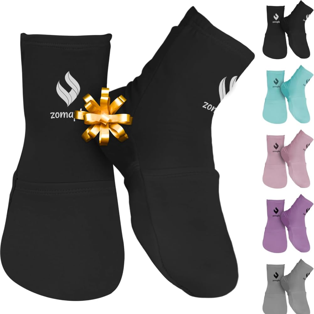 Zomaple Cold Therapy Socks for Women and Men - Perfect Ice Pack Cooling Socks for Plantar Fasciitis Feet, Neuropathy, Chemotherapy Recovery, Arthritis, Ankle & Heel Pain Relief (Black, Medium 7-11)