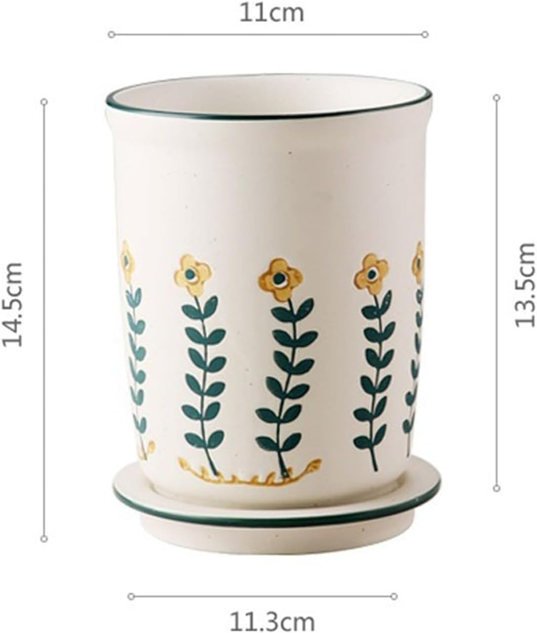 Ceramiczny uchwyt na sztućce, ręcznie malowany ociekacz na przybory i garnek kuchenny, stylowy pojemnik do gotowania z tacą odpływową do łatwego suszenia, organizer na blat