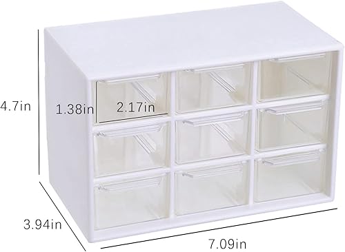Miniatura 9 de JIAFUJIN Mini Desktop Drawer Box 9 Compartments Plastic Desk Organizer Office Supplies and Jewelry Storage Box for Office, School, Cosmetic,