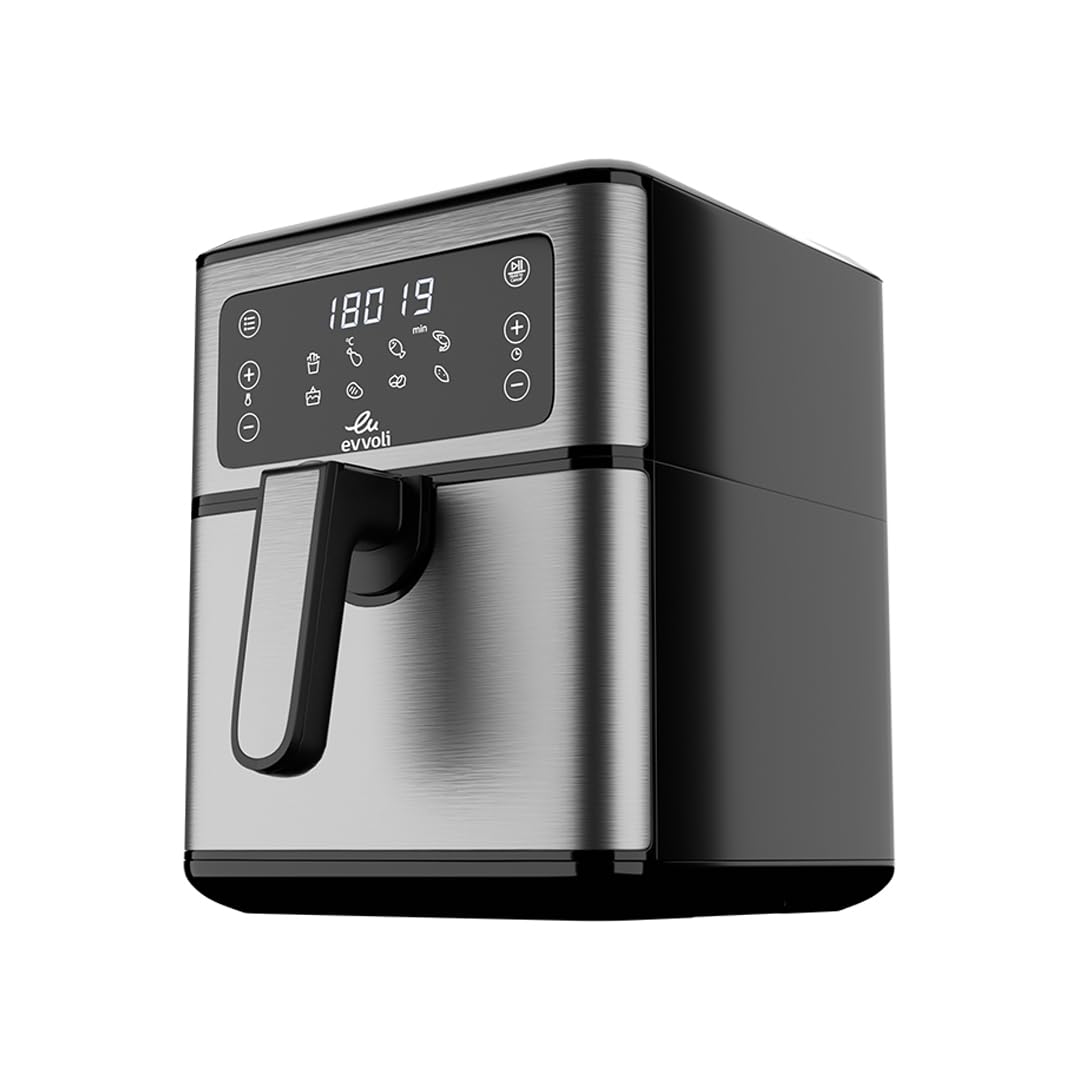 evvoli Air Fryer 5.5 Liters With Digital Control Panel Display, 8 Preset Programs and Built-In Preheat Function, 1700W, EVKA-AF5508D