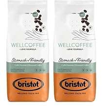 Bristot Wellcoffee Dewaxed Low-Acid Italian Ground Espresso Medium Roast Coffee for Moka Pot, French Press & Pour Over 7.05 oz 200g Pack of 2