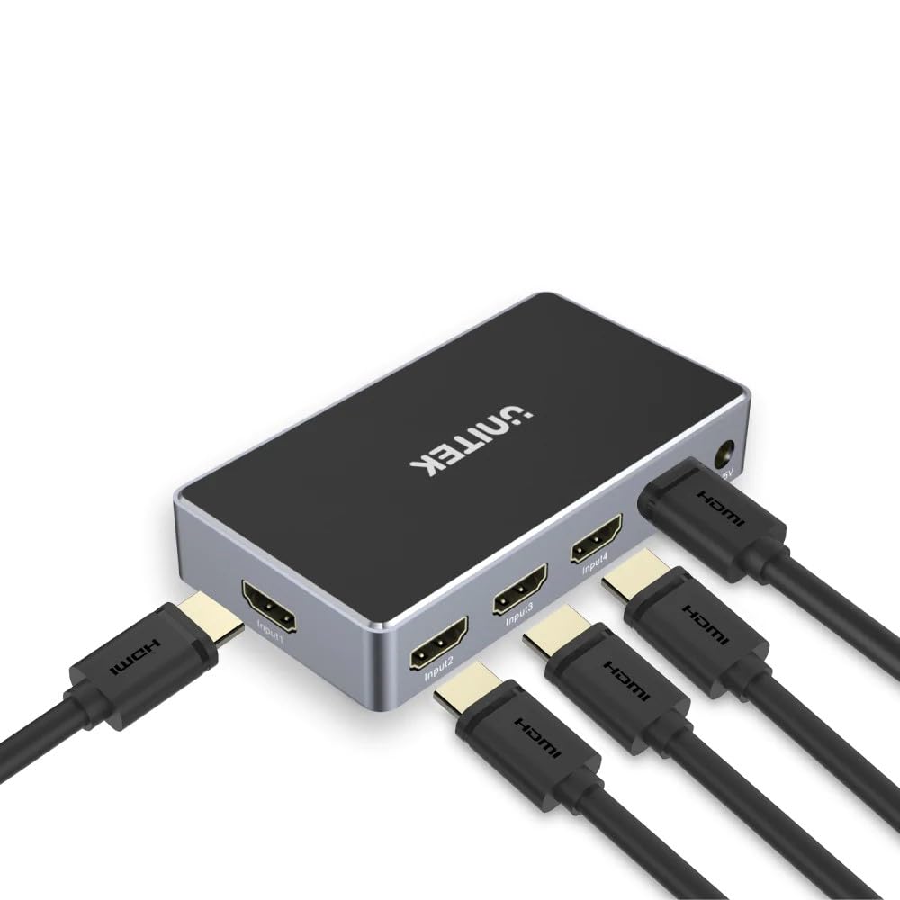 Unitek Splitter HDMI Switch 1.4b 5 IN-1 Out 4K - Con telecomando per 5 sorgenti HDMI - Lettore HD Recorder PC console di gioco - Compatibile con Dolby TrueHD DTS-HD e audio surround 7.1