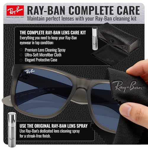 Image of Ray-Ban RB4165F JUSTIN CLASSIC LOW BRIDGE FIT Square Shape Sunglasses for Men with Official RayBan Eyewear Kit