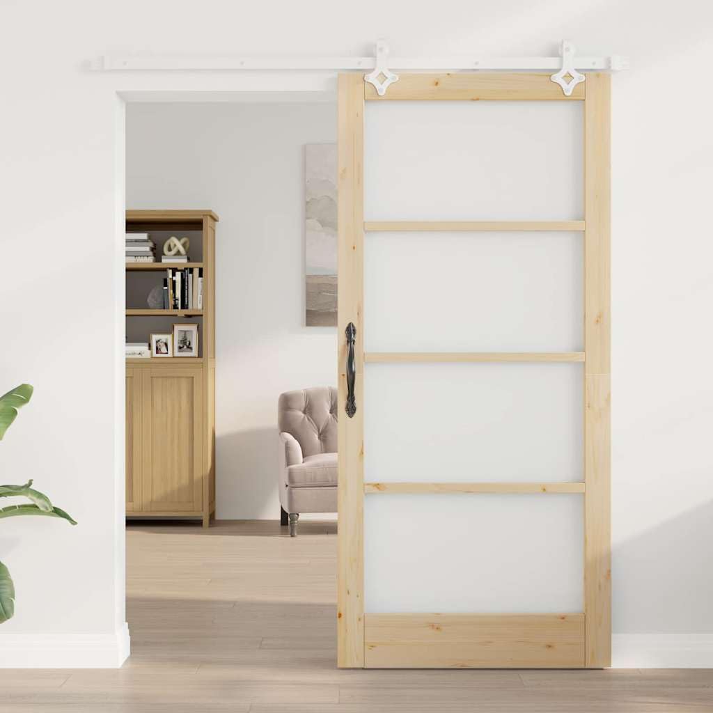 Porta scorrevole in legno di pino massiccio, 93 x 202 cm, porta