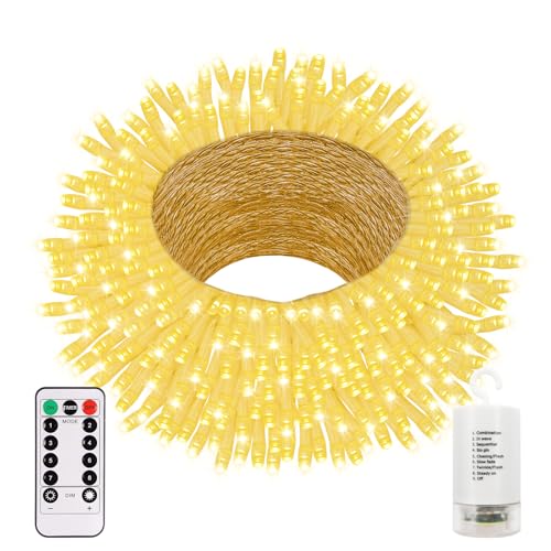 Guirlande lumineuse de Noël à piles 200 LED avec télécommande et minuteur pour sapin