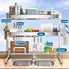Adjustable Dish Drying Rack Over Sink (21-33) 3 Tier, Large Capacity Kitchen Counter Dish Drying Rack Stainless Steel Drainer for Kitchen Storage Organization