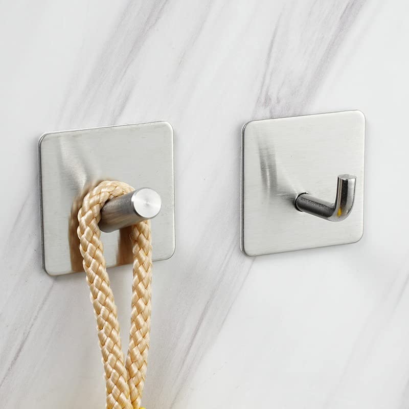 PASUTO Kitchen Sticky Hooks for Wall Towel Hanging Heavy Duty Stainless Steel Waterproof Hooks Wall Hanger for Bathroom Office Coat Hooks Clothes Hangers 90° Hooks Round H - Image 4