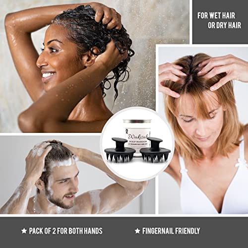 Wakisaki (2-Pack) Hair Scalp Massager For Hair Growth, Mold-Free Silicone Scalp Massager Shampoo Brush, Scalp Scrubber Exfoliator For Dandruff Itchy Flaky Scalp, Works For Wet And Dry Hair, (Black) #TOP4