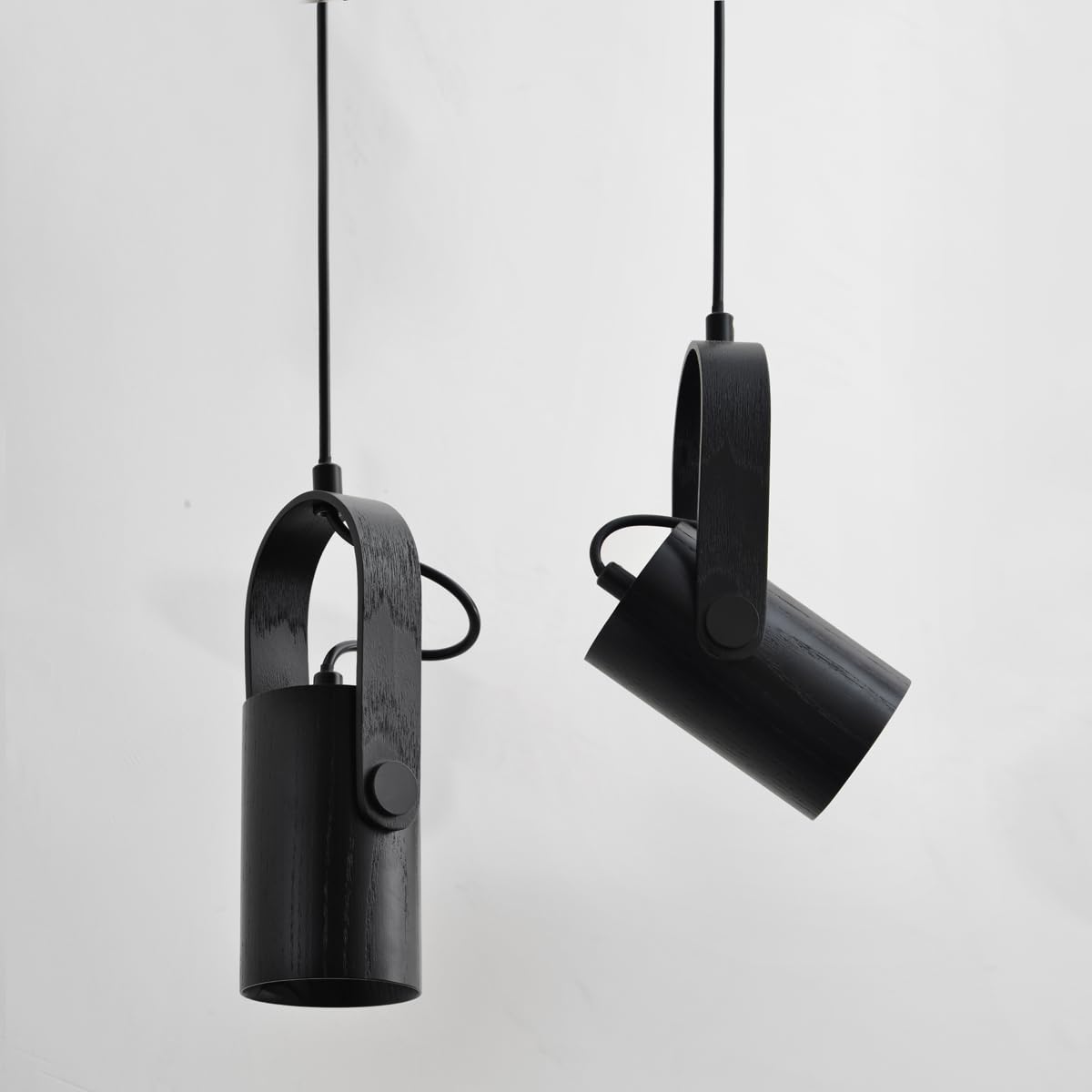 Lampa wisząca, 1 żarówka, czarna, reflektor, regulowany kąt światła, drewno w stylu vintage, z regulacją wysokości, nowoczesna lampa wisząca Gu10, do jadalni, kuchni, sypialni, stolika