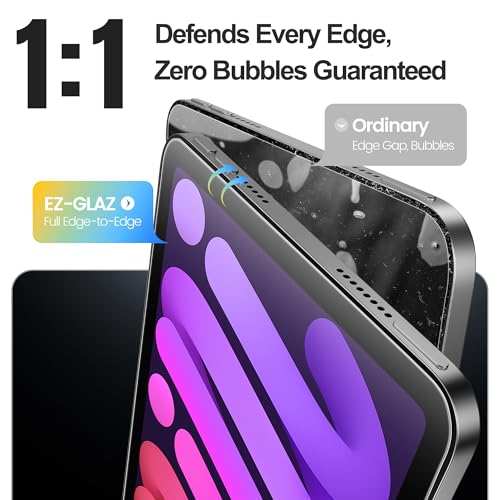 Image of EZ-GLAZ-2 Pack Paper-feel Glass Screen Protector for iPad Mini 8.3 Inch [Mini 7 A17 Pro 7th Gen 2024 & Mini 6th Gen 2021] - Apple Pencil Compatible, 9H+ Tempered Glass, Matte Film, Anti-Scratch, Bubble Free, with Installation Box