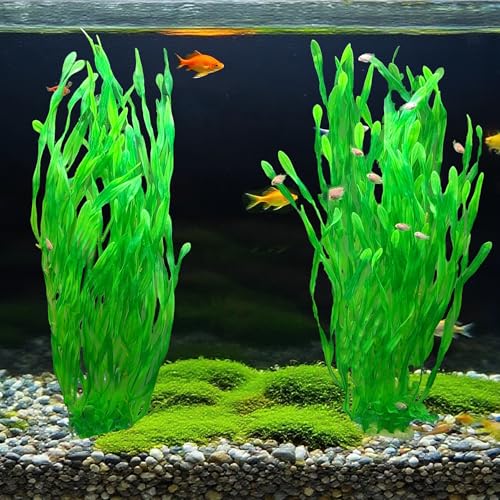 Image of 25.98 Inch Tall Aquarium Plants - 2 Pcs Fish Tank Plants Plastic, Large Lifelike Artificial Fish Tank Decorations, Durable & Safe for Freshwater /Saltwater Aquariums (Green (Style B))