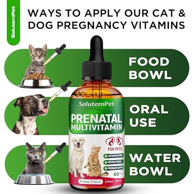 Dog Prenatal Vitamins for Moms During Lactating ¨C Prenatal Vitamins for Dogs & Cats of All Breeds to Care for Pet Development ¨C Multivitamin for Cats ¨C 2 Oz ¨C Herbal Supplement for Pets-B088NUya