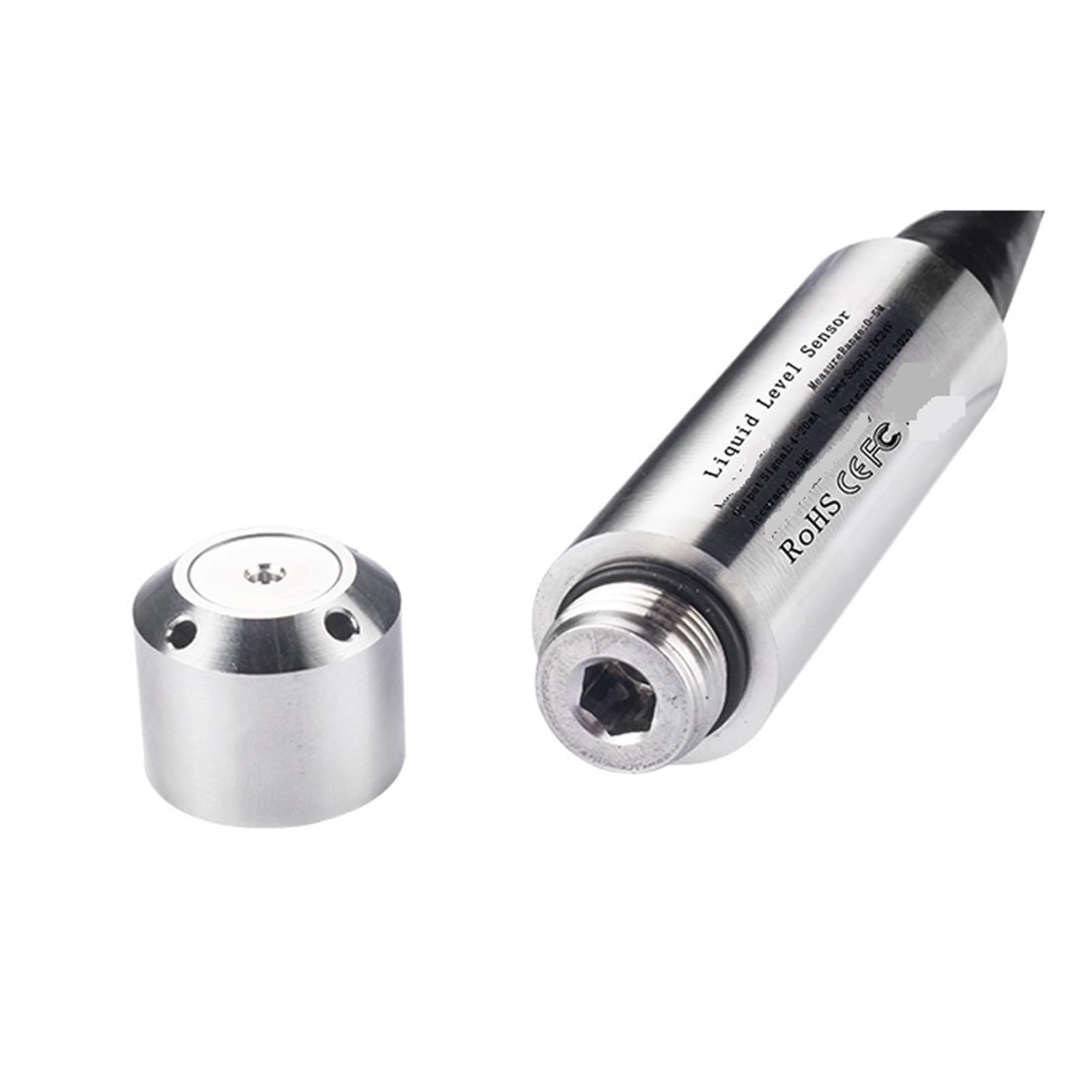 Transmisor de nivel de líquido hidrostático de rango de 0-5m a 0-3,3 V, sonda de salida de 4-20mA 0-10V, 0-5M, 10M, 15M, 20M, 1 ud.(0-5V output,2m Range2m Cable)