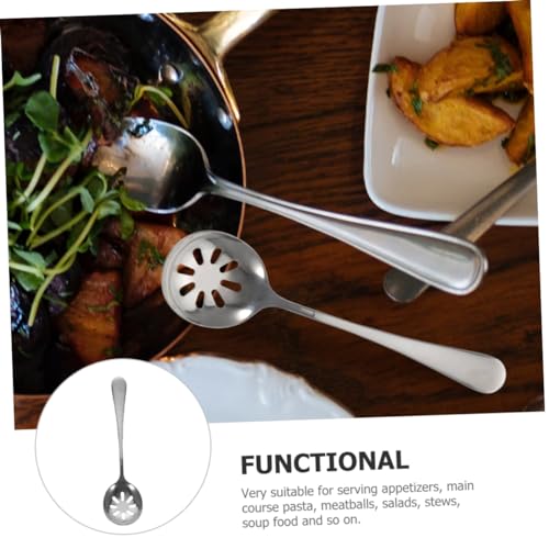 KICHOUSE Stainless Steel Slotted Spoon Kitchen Serving Utensil for Appetizers Pasta and Salads Lightweight and Portable Design for Home Restaurant Use