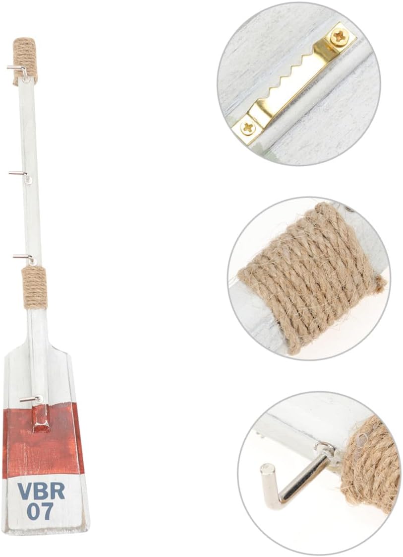 Gadpiparty 40cm Red Solid Wood Nautical Wall Hook Coat Hanger Mediterranean Style Boat Paddle Decorative Hook for Coastal Home Storage and Ocean Bathroom Decor