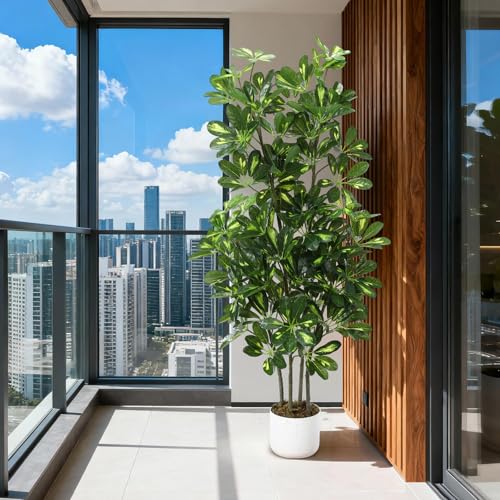 Artificial Umbrella Tree Plant, 4 ft Tall Faux Schefflera Tree