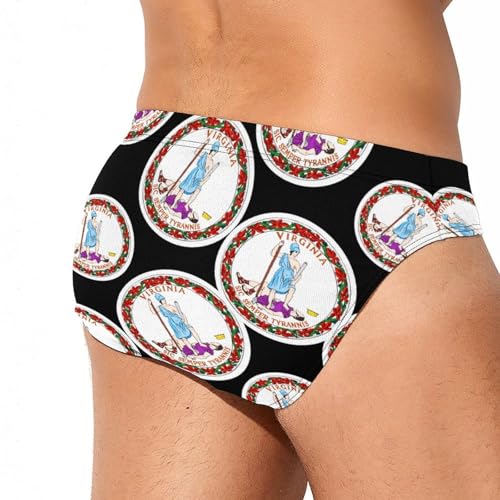 Virginia State Flag Mens Swim Briefs Bikini Sexy Low Rise Trunks Swimsuit Bathing Suit Beach3