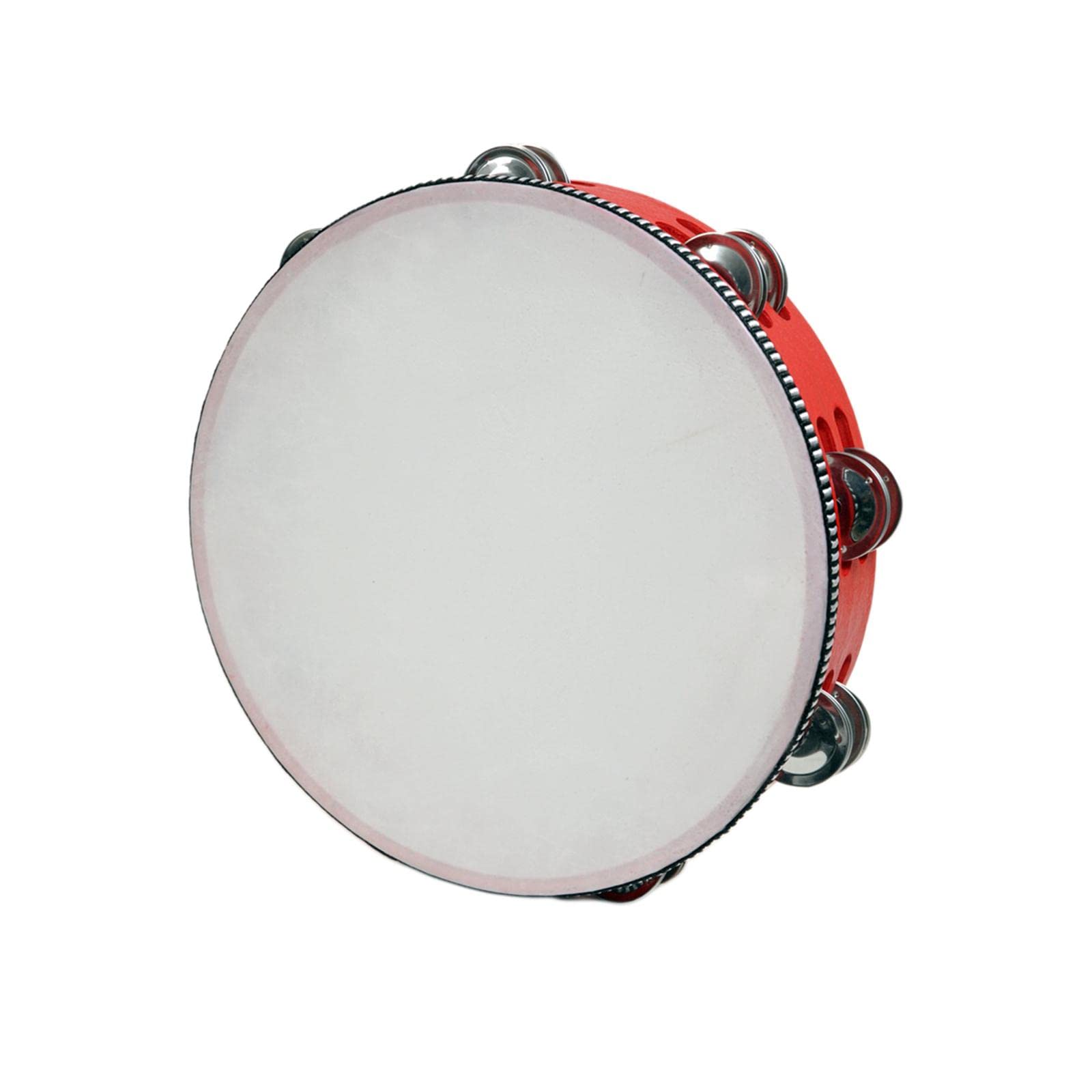 Juego de 5 panderetas de mano de madera para percusión para fiestas de iglesia, adultos, 25,4 cm, color rojo, 25,4 cm