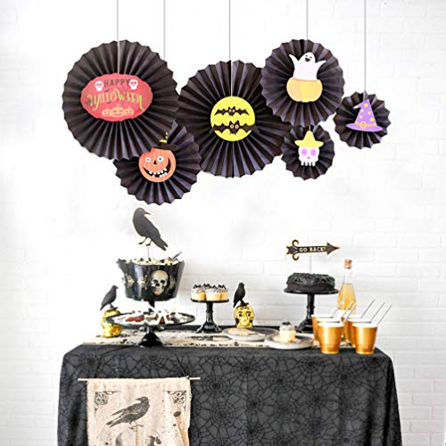 HEALLILY 6 Peças de Ventiladores de Papel de Halloween Pendurados Guirlandas de Festa de Dia Das Bru