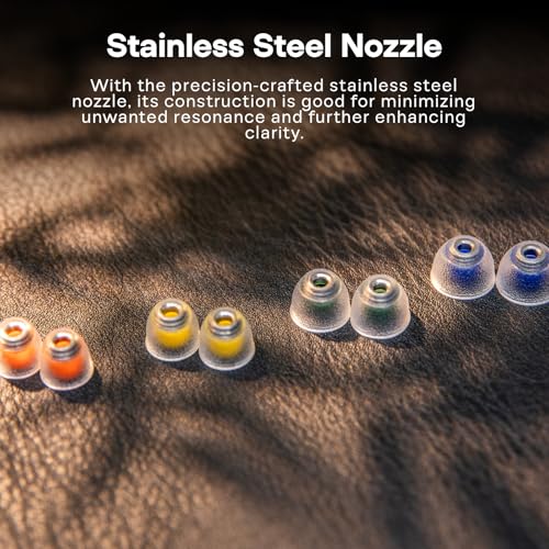 Image of Linsoul Tangzu Tang Sancai Noble Earbud Tips,Stainless Steel IEM Ear Plugs,Replaceable Liquid Silicone Eartips,4 Pairs,Optional XS /S /M /L Size for in Ear Earphones (XS /S /M /L- Each Size)