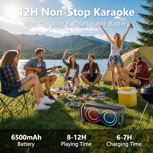 Image of JYX Karaoke Machine for Adults, 24 inch Big Portable Bluetooth Speaker for Adults with RGB Light PA System Treble & Bass 500W, Support TWS /USB /AUX /TF Card /REC, for Home Party Outdoors