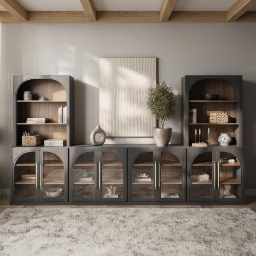 Image of BELLEZE Jagger 130 inch Wall Unit 5-Piece Modular TV Stand - Ebony