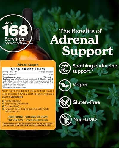 Image of Herb Pharm Adrenal Support Liquid Herbal Formula with Eleuthero and Licorice Liquid Extracts - 4 Ounce