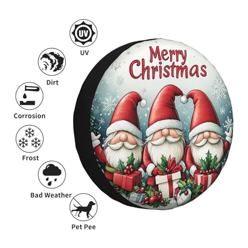 Image of Christmas Gnome Spare Tire Cover Winter Weatherproof Universal Wheel Protectors Christmas New Year Wheel Covers for Rv Camper Travel Trailer SUV Truck 14 Inch Holiday Xmas Decor