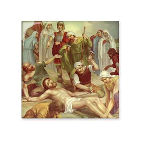 Chemin de croix art chrétien céramique peinture huile pour salle de bain