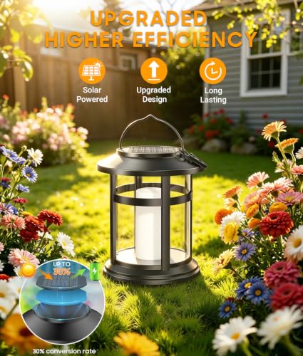 2-Pack BONLION Solar Flickering Flame Hanging Lanterns $12.30 ($6.15 each) - image 2