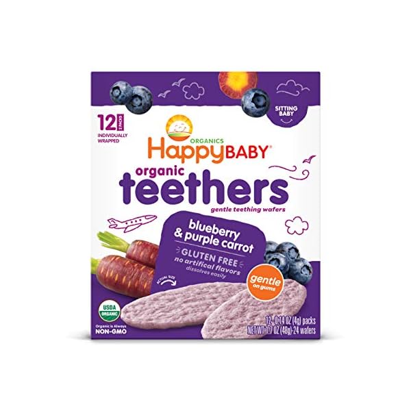 Happy Baby Gentle Teethers Organic Teething Wafers Blueberry Purple