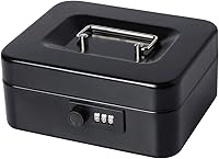 Vista 12 de Caja de dinero pequeña con cerradura de combinación, caja de dinero de metal para efectivo, caja de bloqueo Lovndi con bandeja de dinero, 7.87 x 6.3