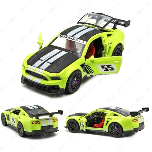 Image of toyco Sports GT Die-Cast Alloy Metal Car for Kids | Openable Doors, Smooth Edege, Shiny Body & Pullback Action | Realistic Look | 1:36 Scale | Neon Green Toy Car for Boys & Girls (Pack of 1)
