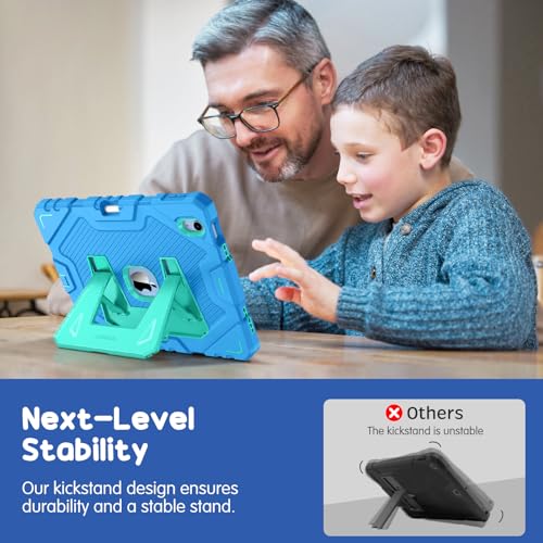 Image of Fintie Kids Friendly Case for iPad (A16) 11th Generation 11 Inch (2025), iPad 10th Generation 10.9 Inch (2022), Fully-Body Rugged Heavy Duty Shockproof Protective Case with Kickstand, Blue