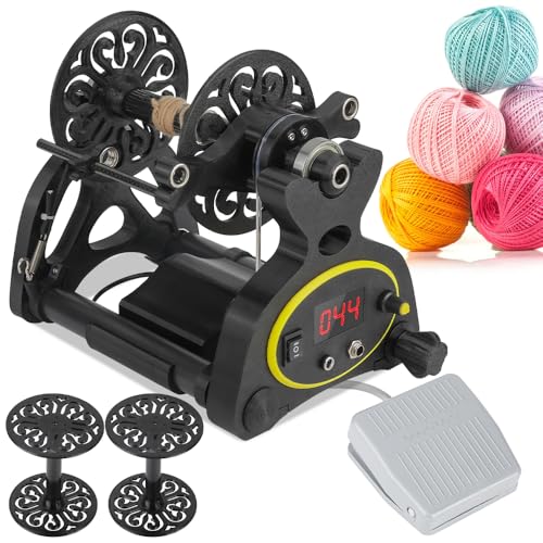 Helivivfy Electric LED Spinning Wheel, Dog Hair Wool Spinning Thread, Stepless Speed Regulation, Forward and Reverse Switching, Household Mini Yarn Winding Machine