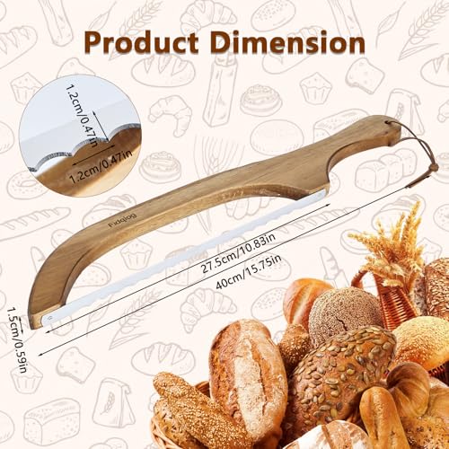 Fidqiog Slicer for Homemade Bread, Premium Wooden Bread Knife, 15.7" Sourdough Slicer, Sourdough Cutter for Bagels Baguettes, Organizer Bag & Screwdrive - Image 3