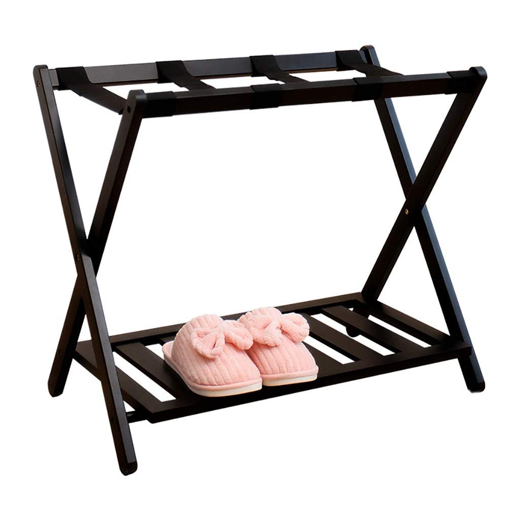 Portaequipajes plegable Portaequipajes plegable con estante Maleta de viaje de 2 capas Soporte for almacenamiento de zapatos Portaequipajes de almacenamiento de madera extraíble for huéspedes del hote