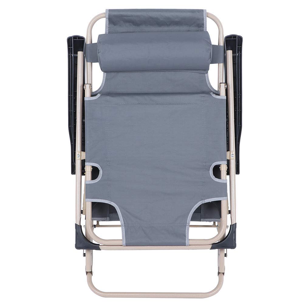 Sillón de Gravedad Cero para Patio, sillón reclinable Plegable para Exteriores, sillón de Playa, sillón de jardín Ajustable con Almohada para Piscina, jardín, Patio, Camping, Gris Little Surprise