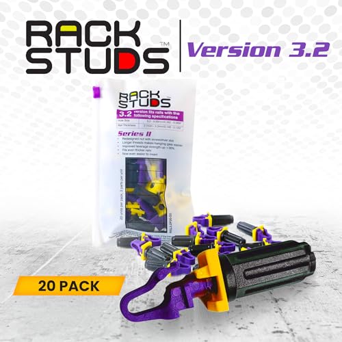 Image of Rackstuds P20 Series II - Server Rack Screws 20-Pack | Cage Nut Replacement Purple 3.2mm /0.126 inch | A Faster, Easier Solution for Rack mounting Gear in 19 inch Racks with Square Punched Vertical Rails