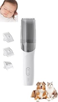 2-in-1 Vacuum Hair Clippers Cordless Rechargeable Low Noise Hair Clipper for Kids, 2-Speed Powerful Suction Vacuum Hair Cutter, Waterproof Safe Blade Trimmer for Hair