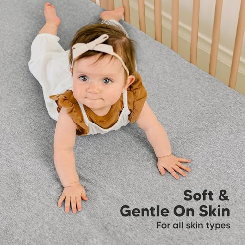 Image of KeaBabies 2-pk Organic Cotton Crib Sheets for Boys Girls 52x28 (Cloud) | Fitted Crib Mattress Sheet Neutral, Breathable Cover for Baby Bed Set, Toddler Mattress, Soft & Cute Prints
