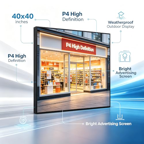 Image of P4 Outdoor Full‑Color LED Sign, 40 inch x 40 inch Digital Advertising Board, High‑Resolution Scrolling Display, USB & WiFi Control, Supports Custom Images & Video for Business Storefront