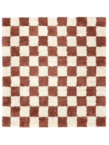 RugVista Chessie, Dywan, Nowoczesne, 200 x cm, Kwadratowy, Wysoki, Pokój dzienny, Sypialnia, Czyścić wyłącznie chemicznie, Rdzawy/Off White