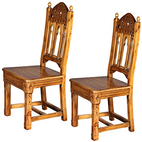 Design Toscano Sudbury Hand-Carved Solid Pine Gothic Side Chair - Set Of Two #TOP3