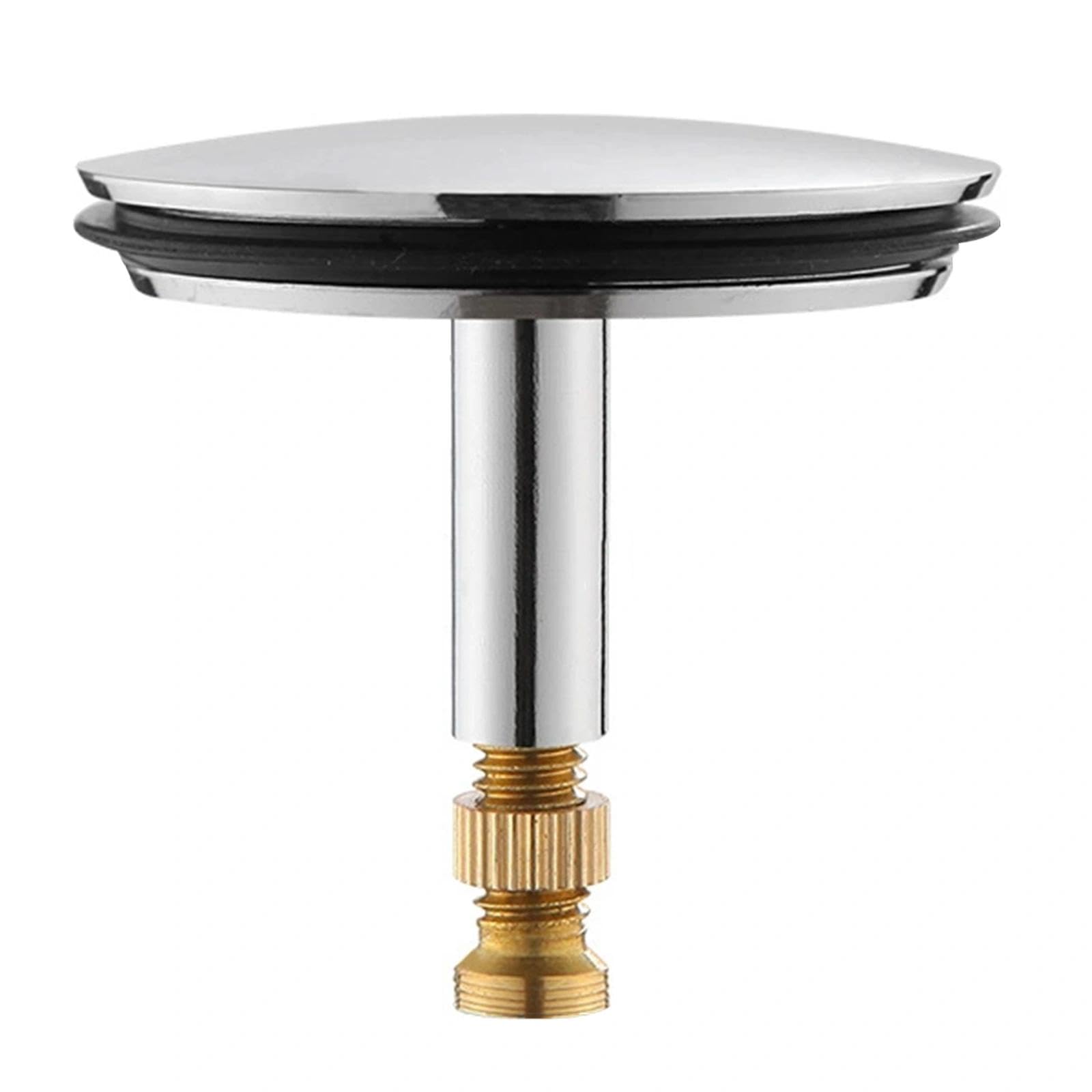 Adjustable Bath Plug 43mm Cover/ 8mm Pole Pop Up Bath Plug with Adjustment Screw Heavy Duty Brass Chrome Bathtub Plug for UK Standard Bathtub