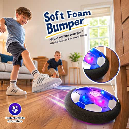 Freecat Rechargeable Hover Soccer Ball for Kids Indoor Games, Light-Up Soccer Toy with Soft Foam Bumper, Air-Powered Floating Ball Game, Birthday Gift for Boys and Girls Ages 4-12 by freecat - Image 5