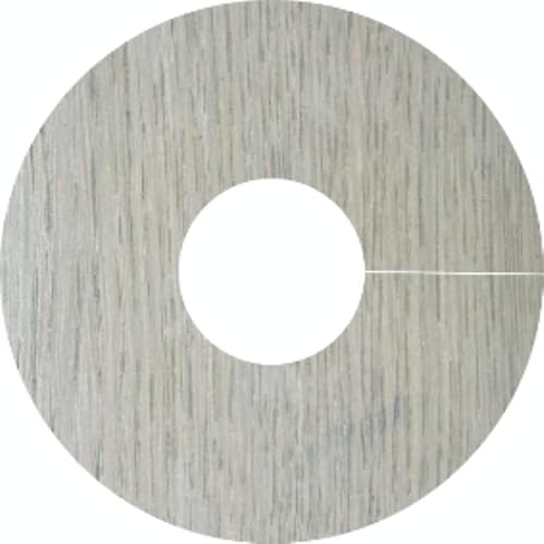 Oak Pipe Covers for Solid, Engineered Wood & Laminate Floors, 15mm Radiator Pipe Collars, Roses, Surroundings, Rings, Real Wood Oak Veneer, Slim Modern Profile, Self Adhesive (Light Grey Oak, x2)