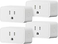 Amazon Basics Smart Plugs 4-Pack - Alexa Compatible, 2.4GHz Wi-Fi, No Hub Needed, Compact for Easy Home Control