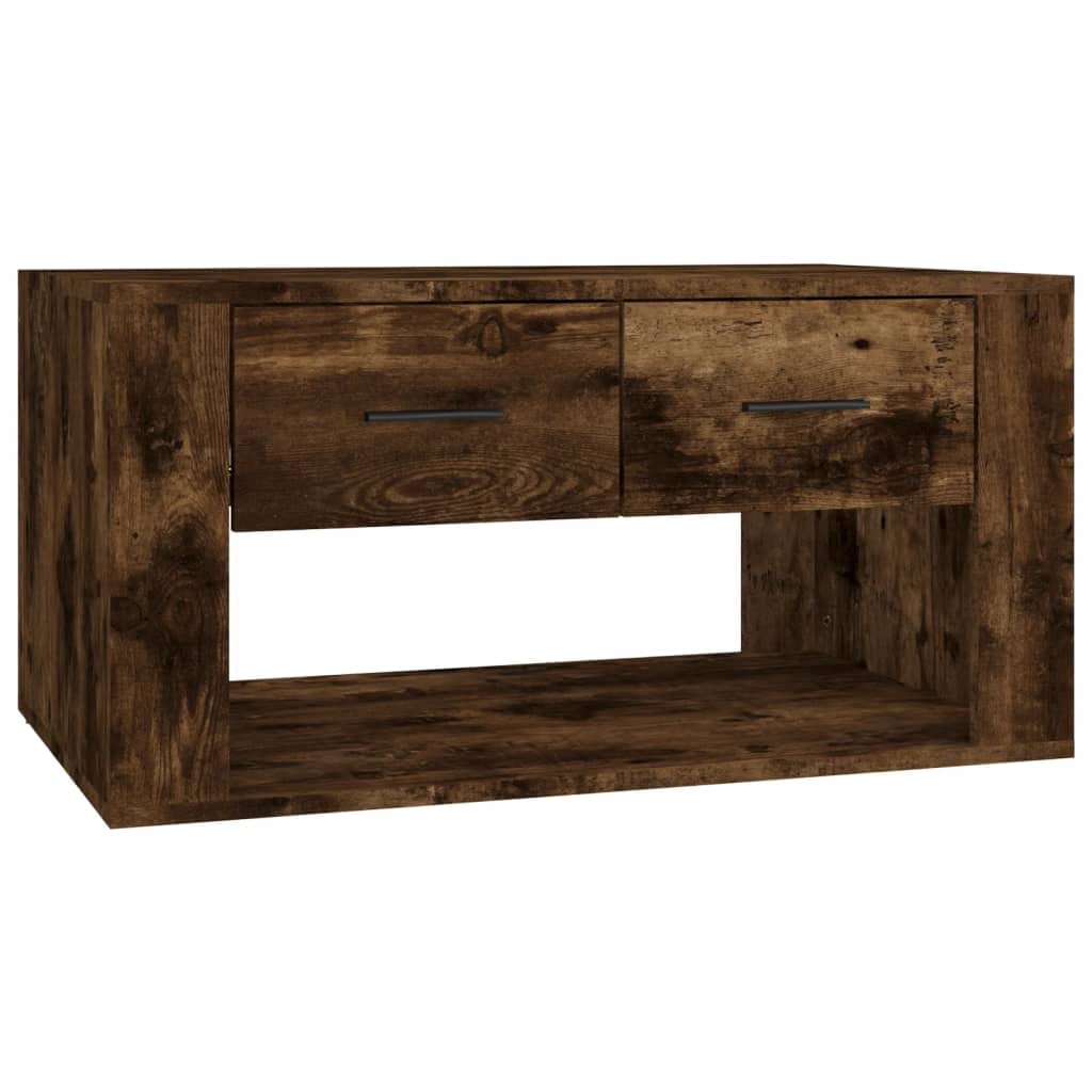 Couchtisch Räuchereiche 80x50x40 cm Wohnzimmertisch mit 2 Schubladen Modern Beistelltisch Sofatisch aus Holzwerkstoff für das Wohnzimmer Stabil und Pflegeleicht Rechteckig