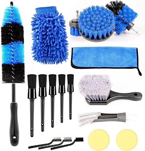 Car Cleaning Tools Kit,18/22 Pcs Car Detailing Brushes Kit, Drill Detail Brush Set, Cleaning Kit for Cleaning Automobile Interior, Exterior, Wheels,...